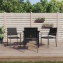 vidaXL Garten-Essgruppe, 5-teilig, aus Poly Rattan und Stahl. Schwarze Gartenmöbel für Terrasse und Garten.