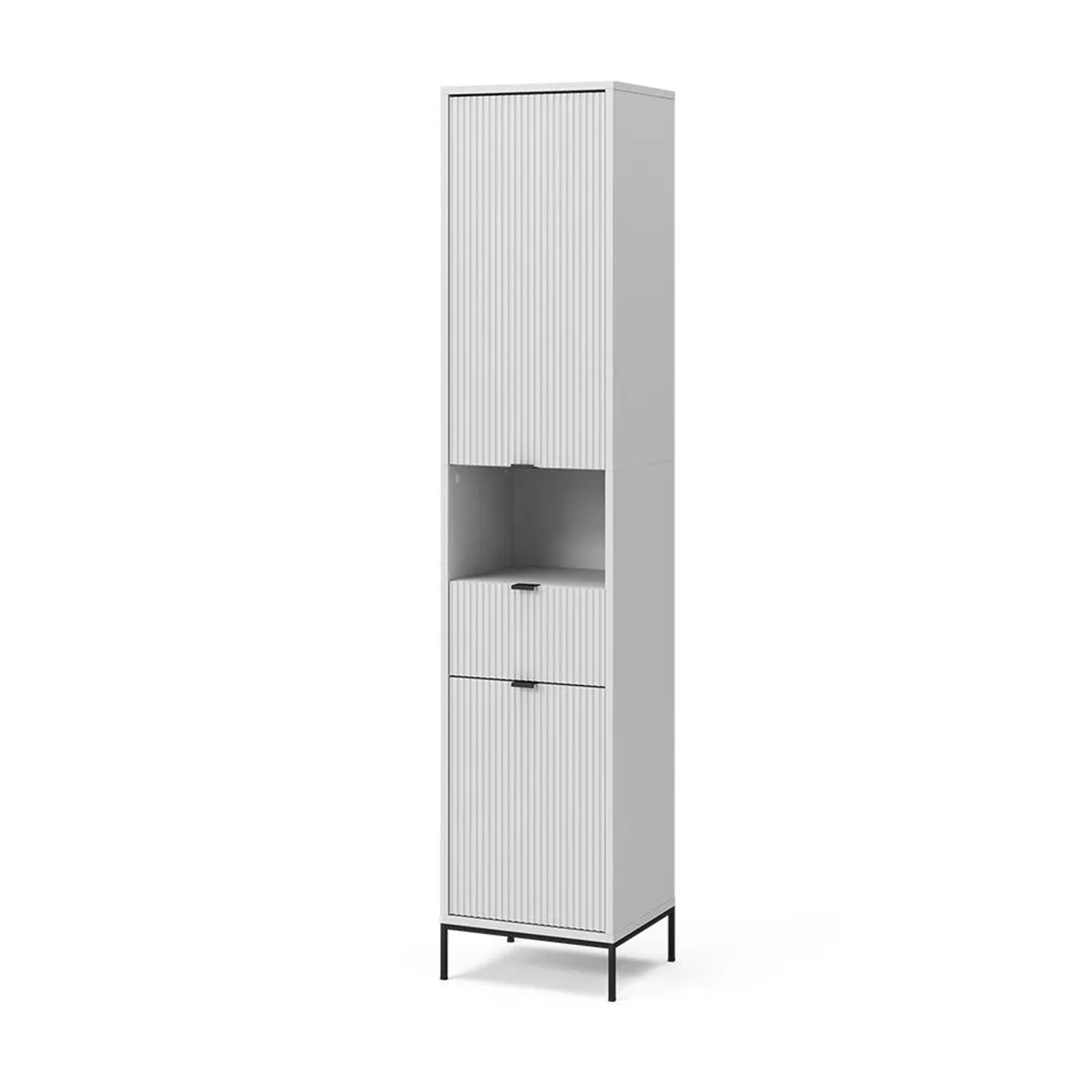 Vicco Badschrank Eliza Weiß 40 x 190 mit Türen und Schublade