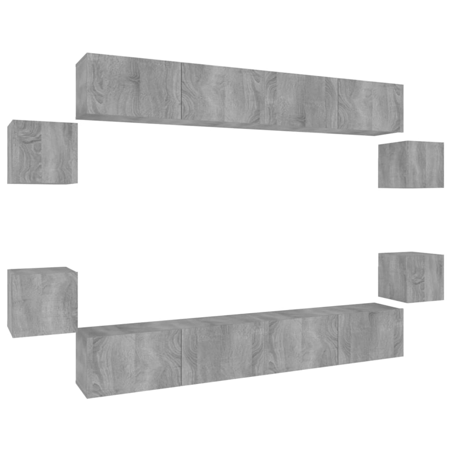 VidaXL 8-tlg. TV-Schrank-Set Grau Sonoma Holzwerkstoff 2