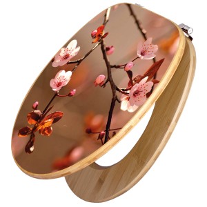 Banjado WC-Sitz aus Bambus mit Kirschblüten-Motiv. Holz-Klositz mit Universal-Scharnieren.