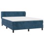 Dunkelblaues Boxspringbett 140x200 cm mit Samtbezug und Matratze.