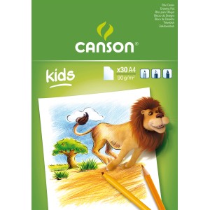 CANSON Kids Zeichenpapier A4, 30 Blatt, mit Löwen-Motiv. Ideal zum Malen und Zeichnen.