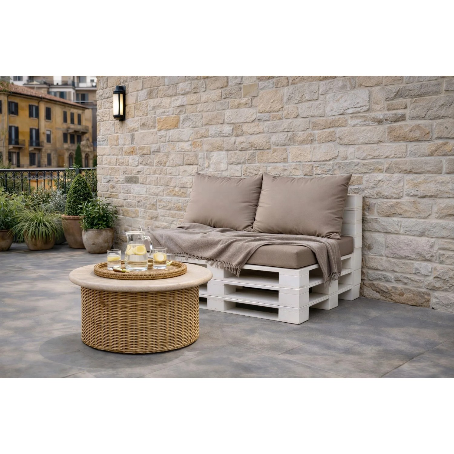 Setgarden Pastel Outdoor Palettenkissen Set 120x80x10cm Sitzkissen + Rückenkissen 2x60x50cm 1tlg Caffe latte kaufen bei OBI