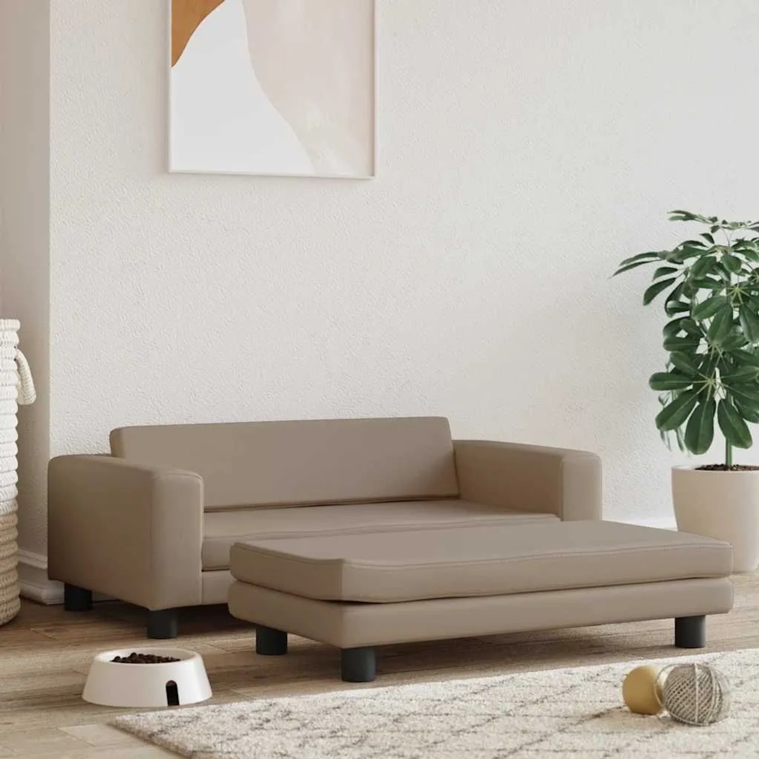 vidaXL Hundebett mit Verlängerung Cappuccino 100x50x30 cm Kunstleder 172030_2
