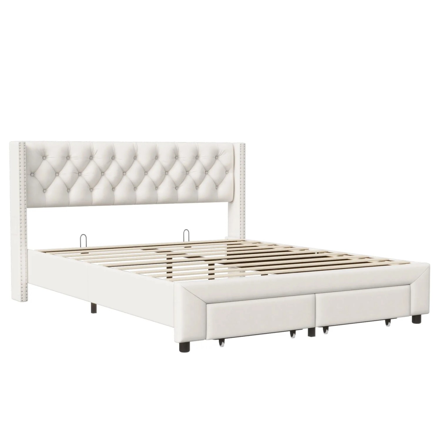 PXloue Polsterbett Schubladenbett mit Ladefunktion 180x200cm Beige