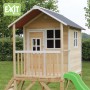 EXIT Loft 500 Holzspielhaus naturel mit Rutsche und Sandkasten.