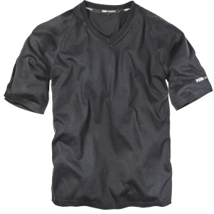 Puma Workwear T-Shirt Champ in Carbon S mit V-Ausschnitt und kurzen Ärmeln.