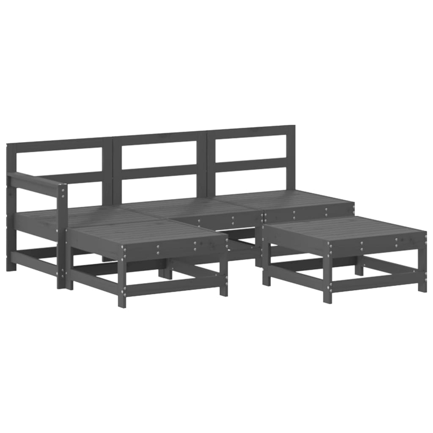 vidaXL 5-tlg Garten-Lounge-Set Grau Massivholz Kiefer Modell 7