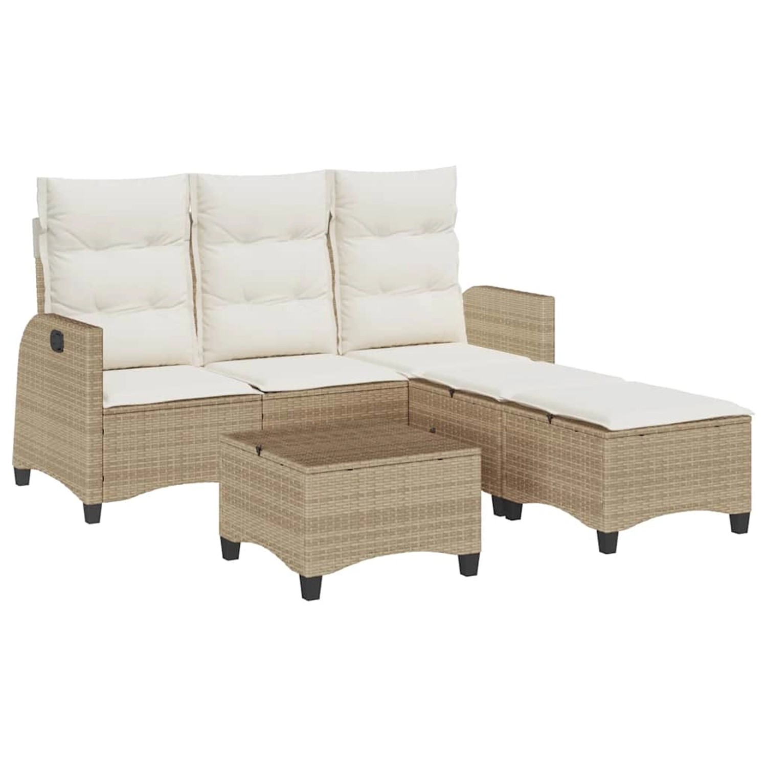 vidaXL 3-Tlg Garten-Sofagarnitur mit Kissen L-Form Beige Poly Rattan 332864 günstig online kaufen