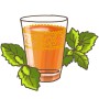 Illustration: Glas marokkanischer Minztee mit frischer Minze. Küchenkräuter für Tee.
