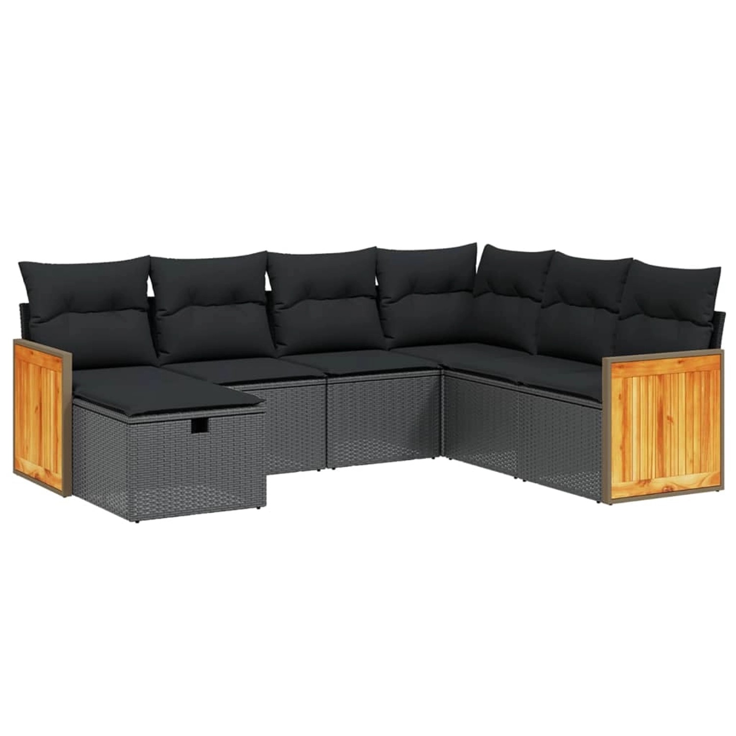 vidaXL 7-tlg Garten-Sofagarnitur mit Kissen Schwarz Poly Rattan Modell 189 günstig online kaufen