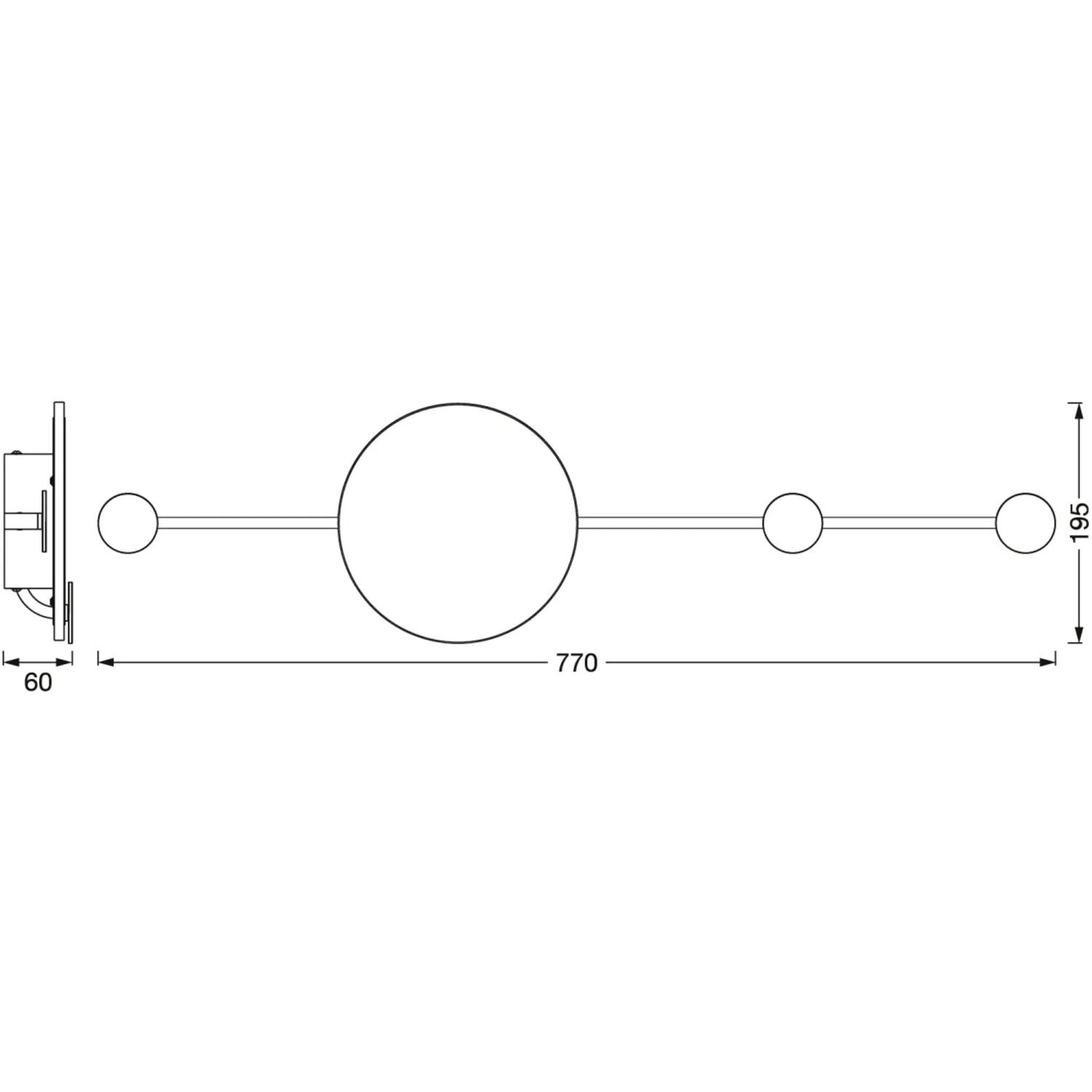 Ledvance Wandlampe Decor Perchero grau, 77 cm, mit Maßen.
