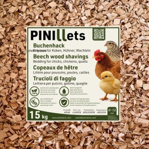 PINI Buchenhack Grob 15 kg Einstreu für Hühner, Küken & Wachteln