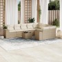 Beige 10-tlg. vidaXL Garten-Sofagarnitur aus Rattan mit Kissen. Gartenmöbel für Terrasse und Garten.