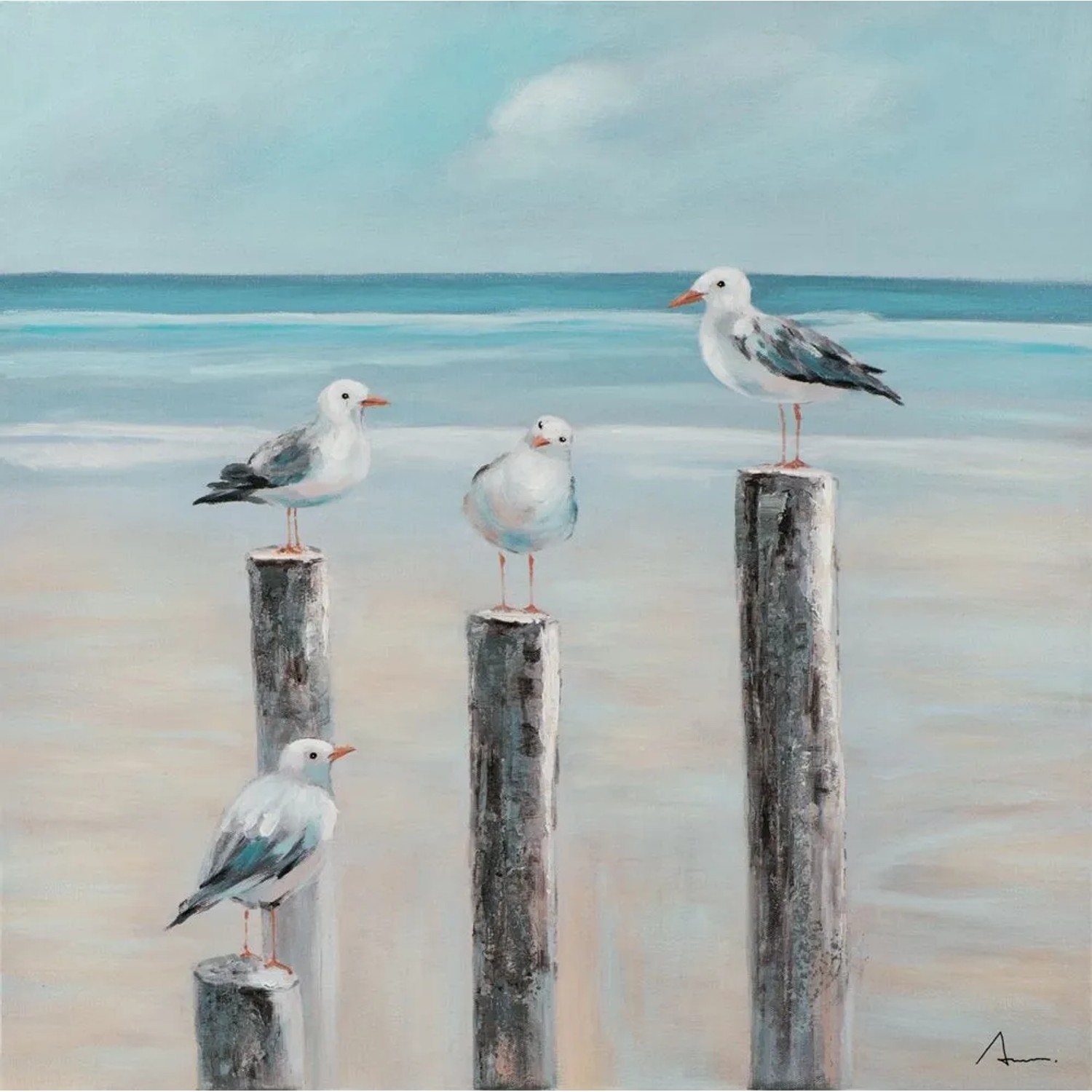 Art Universe Leinwandbild Möwen an der See 80 x 80 cm