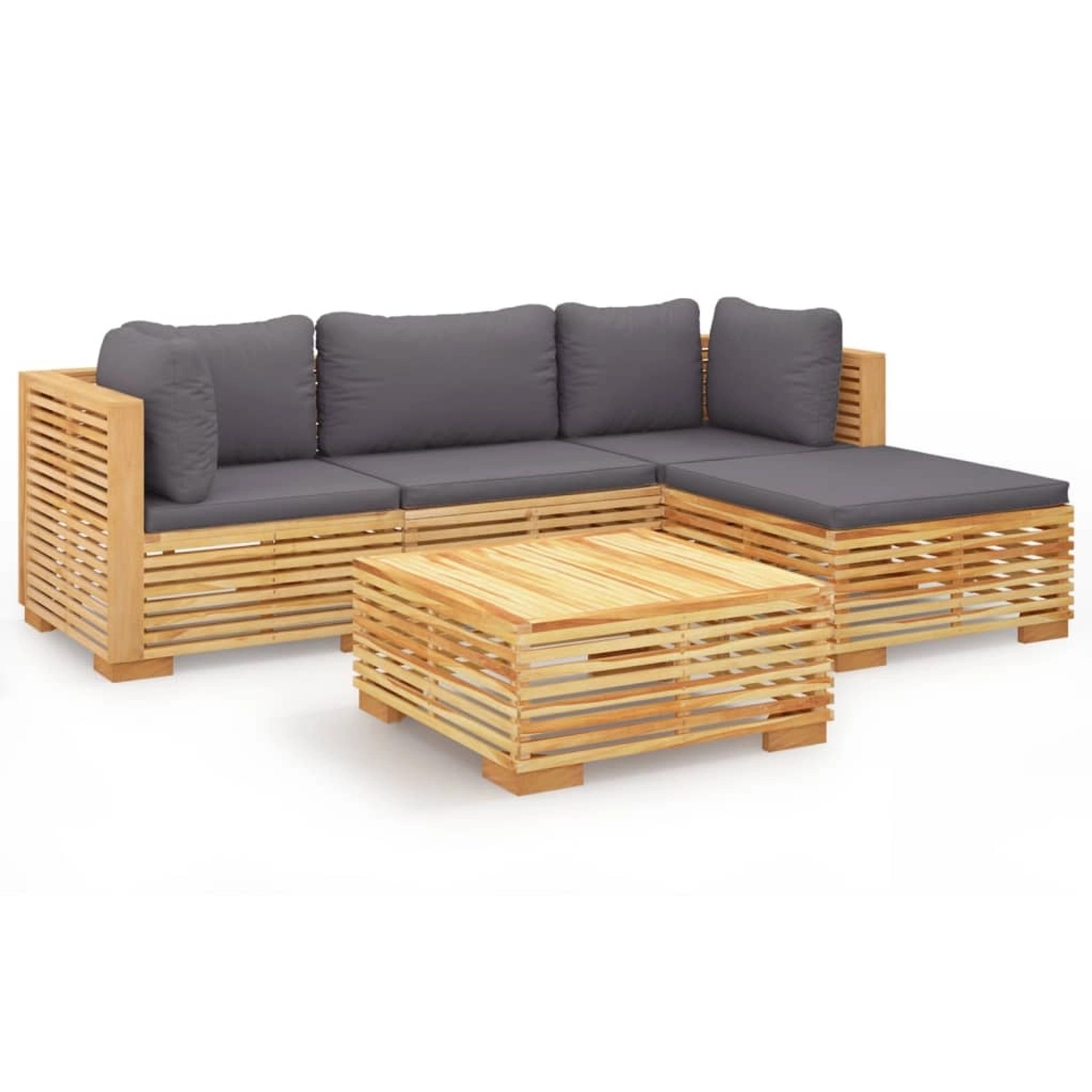 vidaXL 5-tlg Garten-Lounge-Set mit Kissen Massivholz Teak Modell 3 günstig online kaufen