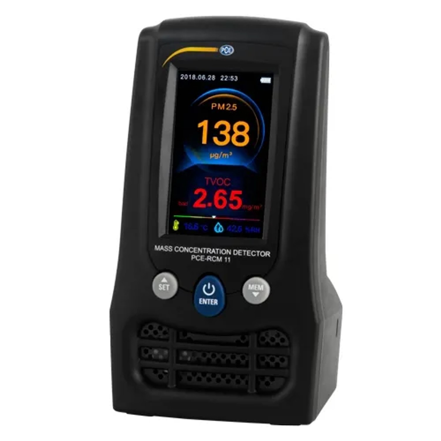 PCE Instruments Feinstaubmessgerät RCM 11 zur Gesundheitsüberwachung der Raumluftqualität.