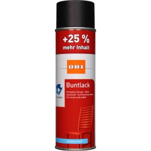 OBI Buntlack Spray RAL 9005 Tiefschwarz seidenmatt, 500ml Dose.