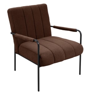 Svita Kyle Loungesessel, brauner Relaxsessel mit Teddyboucle Bezug und Armlehnen.