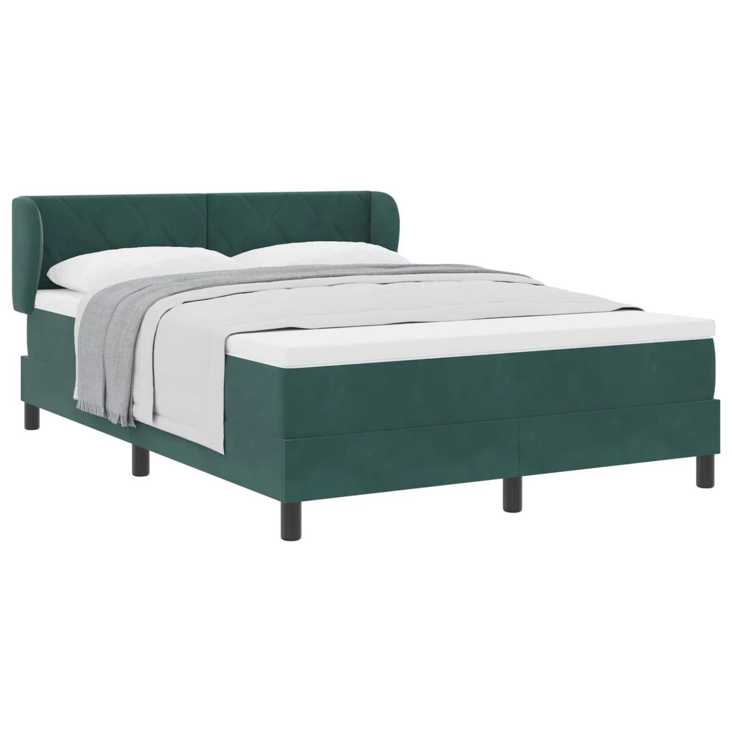 vidaXL Boxspringbett mit Matratze Dunkelgrau 80x200 cm Samt Dunkelgrün 3340451
