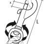 Technische Zeichnung: Conacord Schnapphaken mit Wirbel, Zink, Länge 78 mm, Edelstahl-Beschläge.