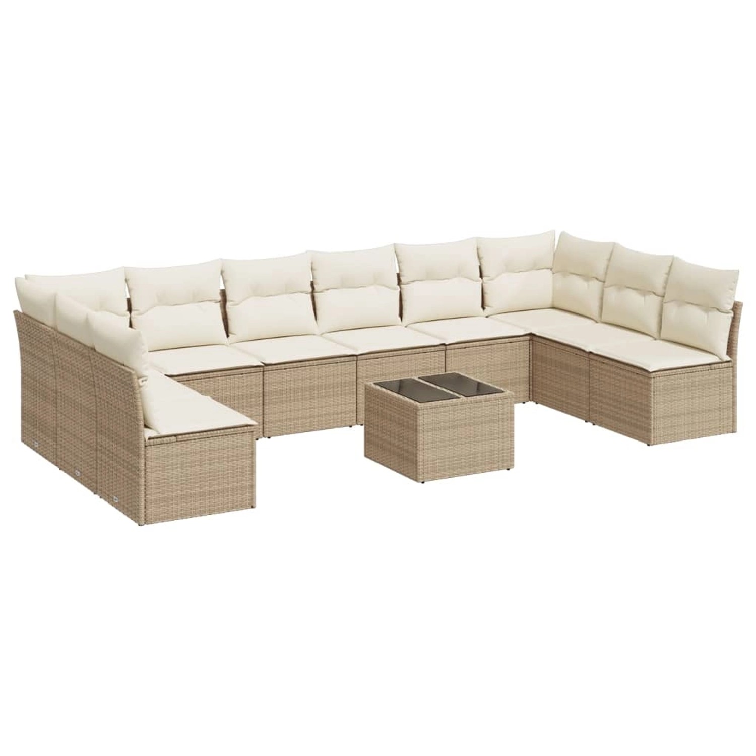 vidaXL 11-Tlg Garten-Sofagarnitur mit Kissen Beige Poly Rattan 3249937 günstig online kaufen