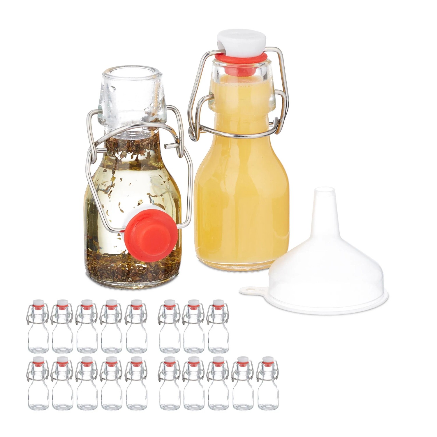 Relaxdays Flaschen mit Bügelverschluss Glas Transparent Auslaufsicher 20er Pack 11,5 cm x 5 cm x 4,5 cm