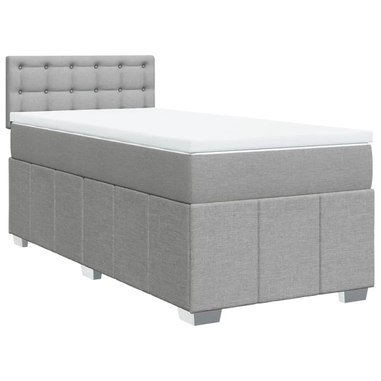 vidaXL Boxspringbett mit Matratze Hellgrau 90x200 cm Stoff 3286965
