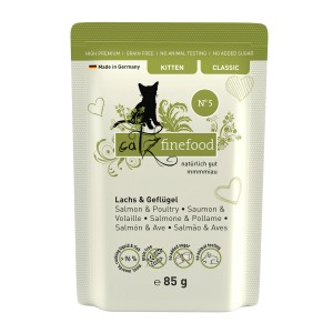Catz Finefood Kitten Nassfutter Lachs & Geflügel, 85g. Katzenfutter für Kitten mit Lachs und Geflügel.