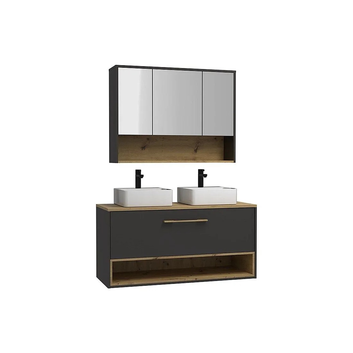 Vente-unique Badmöbel-Set Yangra Anthrazitgrau 120 cm