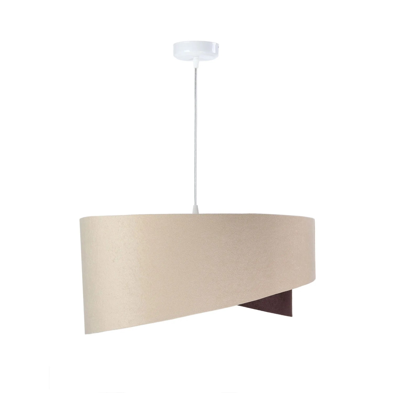 Licht-Erlebnisse Hängelampe Stoff Metall Ø 50 cm Rund Weiß Beige Braun Gold E27