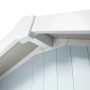 Detailansicht: Graublaues Kunststoff-Gartenhaus Utility 7,5 von Grosfillex, Dach und Wand.