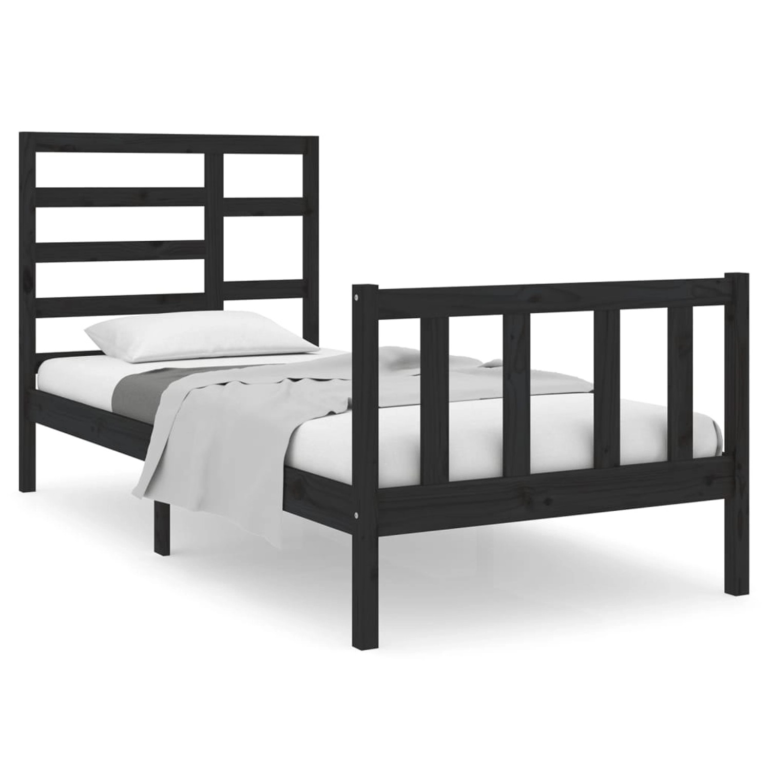 Vidaxl Massivholzbett Schwarz 75x190 Cm 2ft6 Small Single günstig online kaufen