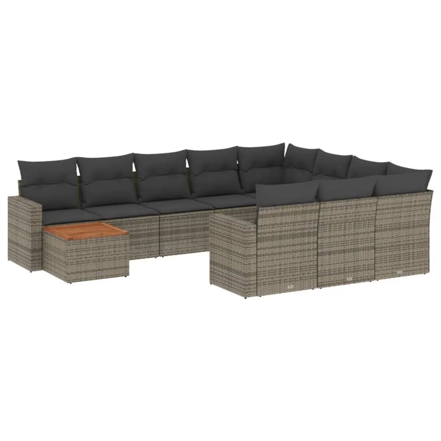 vidaXL 11-Tlg Garten-Sofagarnitur mit Kissen Grau Poly Rattan 3224310 günstig online kaufen
