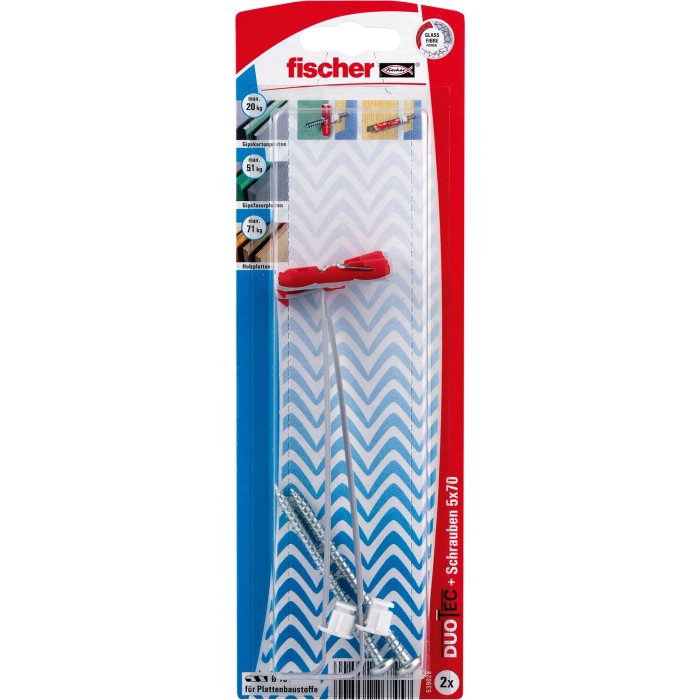 Chevilles Fischer KDH 3 Avec Crochets - Pour Cavités (Kippdübel) - Lot De 2 Pièces - Neuf Sous Blister