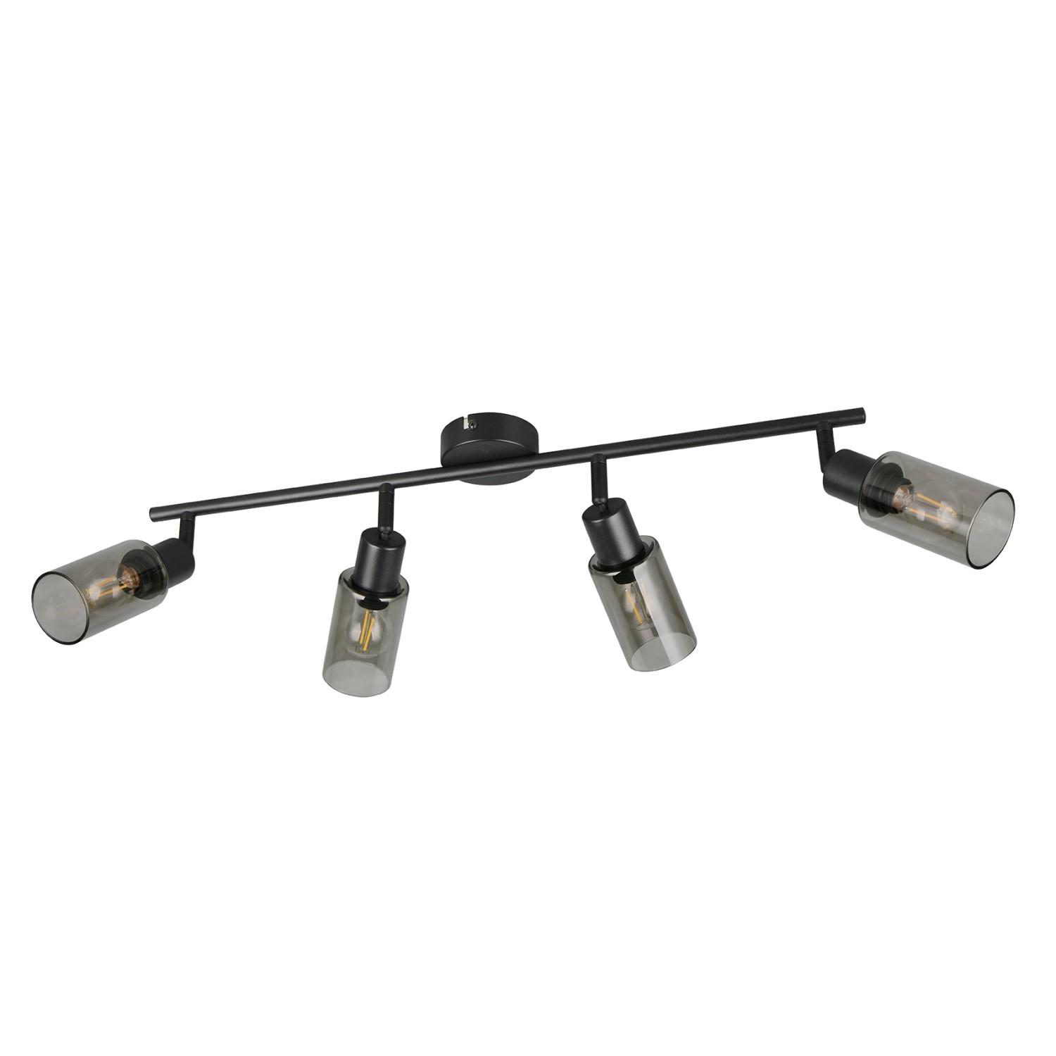 Reality Strahler Mars, 4-flammiger Spot, schwarz matt mit rauchfarbenem Glas.