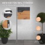 ML-Design Standbriefkasten in Anthrazit-Holzoptik mit Zeitungsfach und silbernem Pfosten.