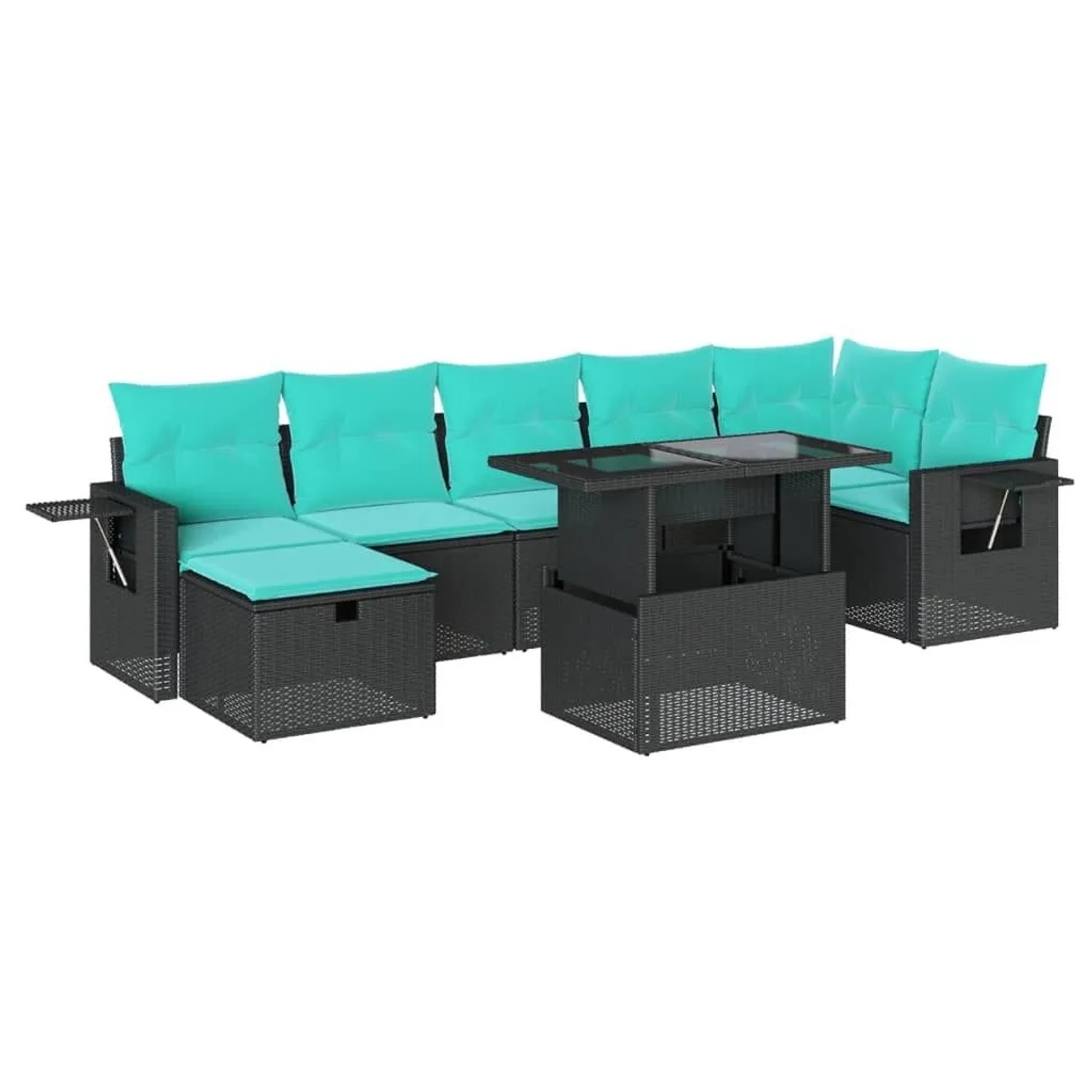 vidaXL 8-Tlg Gartensofa-Set mit Kissen Schwarz Polyrattan 3274987 günstig online kaufen