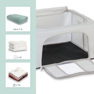 Relaxdays Aufbewahrungstasche Polyester Grau Stapelbar Sichtfenster 2er Set 33 cm x 50 cm x 40 cm