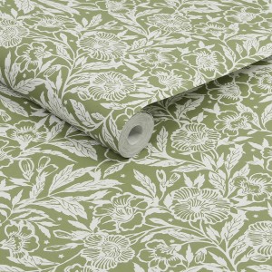 Joules Vliestapete Twilight Ditsy, hellgrün mit floralem Muster, 10x0,52m.