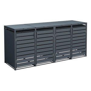 Westmann Mülltonnenbox Kubus, 4er Box für 240 l Tonnen, Metall, Anthrazit, 116x264x80 cm.