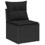 Schwarzes 9-teiliges Garten-Sofa Set aus Poly Rattan mit Kissen von vidaXL.