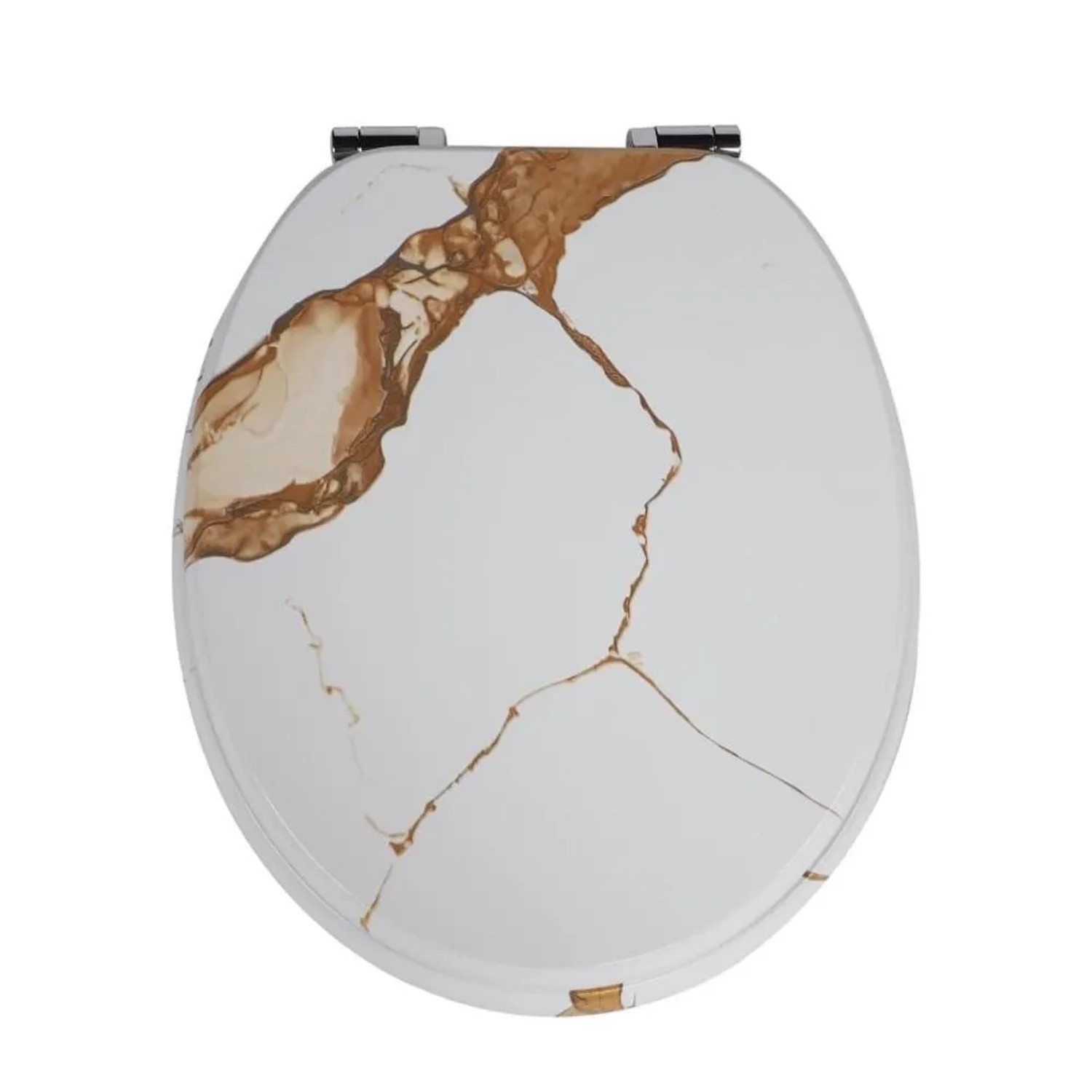Sinobath WC-Sitz Oval mit Absenkautomatik Weißgoldenes Marmoroptik