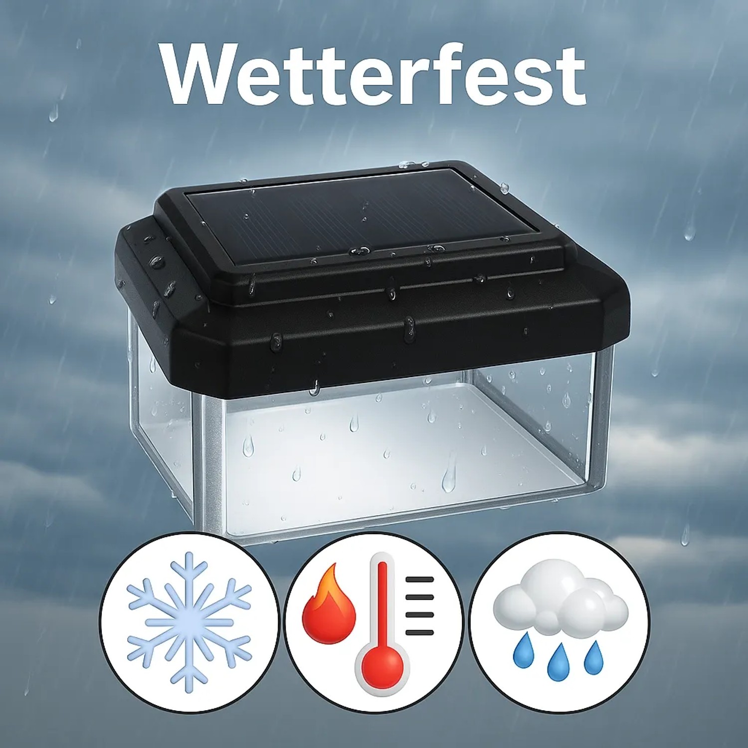 6040 Solar Zaunleuchte LED, wetterfest. Geschützt vor Kälte, Hitze und Regen für Zaunpfosten.