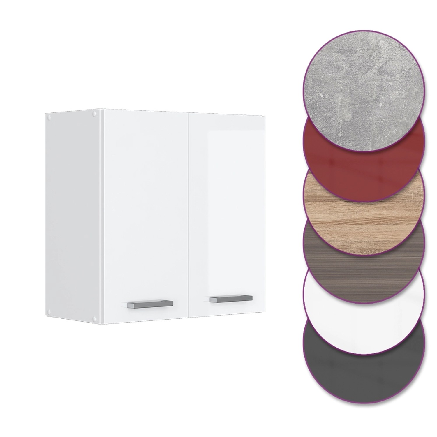 Vicco Hängeschrank R-Line, weiß hochglanz, 60 cm breit, mit Farbauswahl.