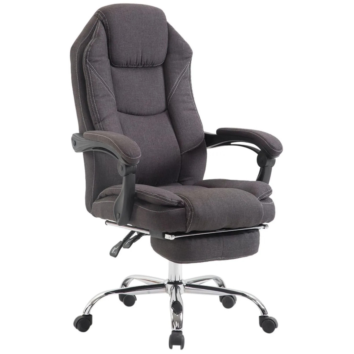 DELUKE Bürostuhl MEDHA Stoff 114x67x64 Dunkelgrau Stoff Metall In Chromoptik Gestell Ergonomische Bürostühle Homeoffice Stuhl