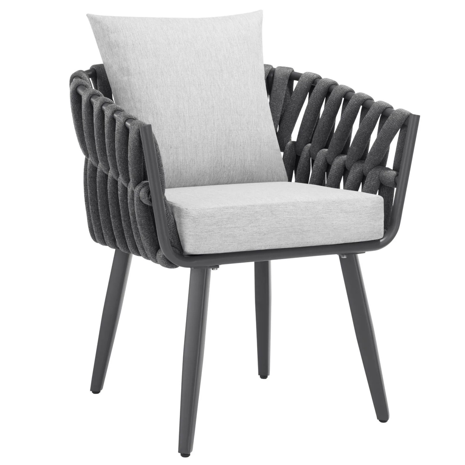 Tectake Aluminium Stuhl Lugano Im Rope Design Wetterfest und Uv Beständig Pro Stück 65 5 x 62 5 x 75 cm Anthrazit
