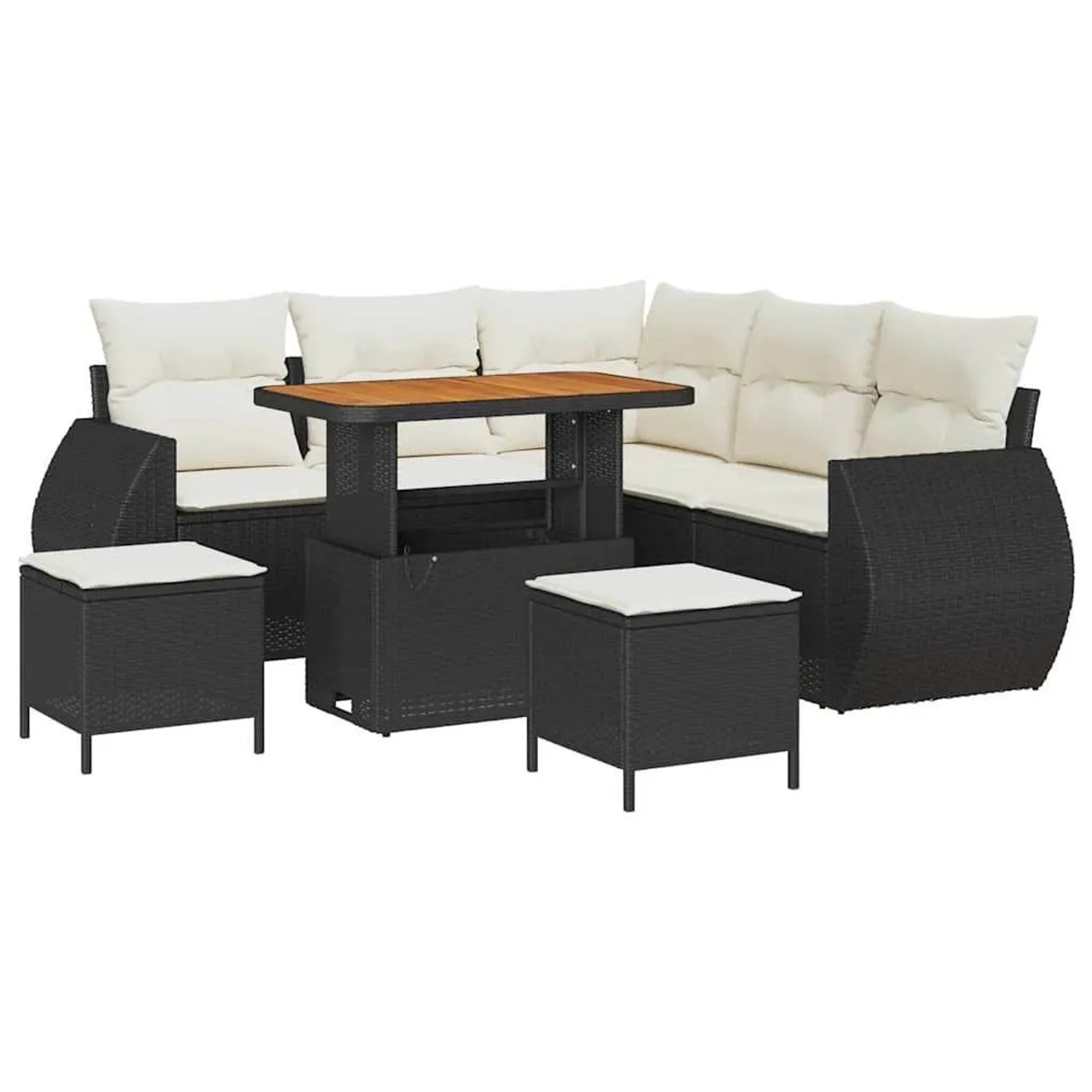 vidaXL Gartensofa-set mit Kissen 8-Tlg Schwarz und Creme Poly-Rattan 336382 günstig online kaufen