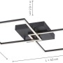 Moderne, schwarze LED-Deckenleuchte Iven (53x53 cm) mit zwei Quadraten und CCT-Lichtsteuerung.