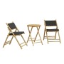 vidaXL Bistro-Set, 3-teilig, klappbar, Bambus mit grauen Kissen. Gartenmöbel für Balkon und Terrasse.